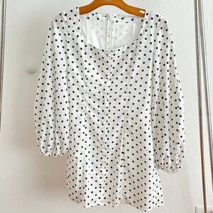 POLKA DOT MINI DRESS PUFF SLEEVE SQUARE NECK PRETTY LITTLE THING SIZE 6 S/M